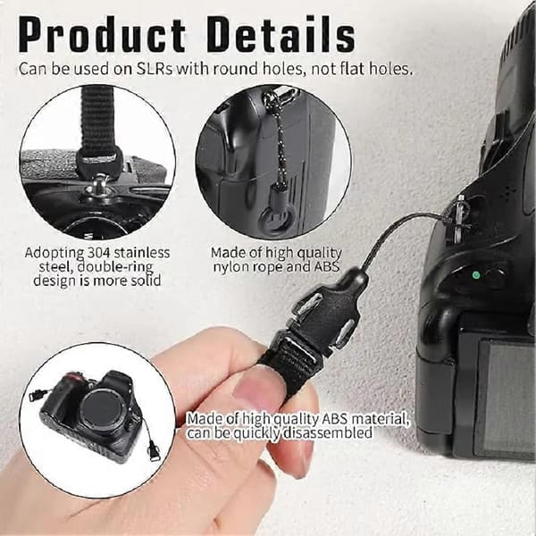 8 stk. Quick Release Spænde til DSLR Kamerarem, Trekantede Løkker Adapter med Hætte Mini Split Lug Ri
