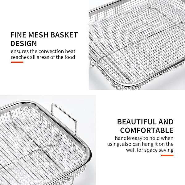 Air Fryer-kurv til ovn, grillkurv i rustfrit stål, non-stick mesh-kurv, Air Fryer-bakketråd