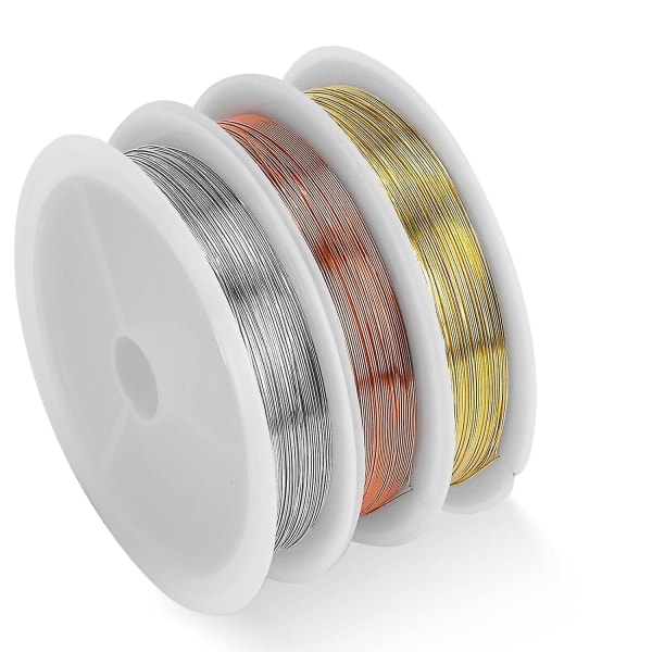 Smycken Craft Wire Set - 3 rullar med 0,3 mm koppartråd för smyckestillverkning (15 m/rulle)