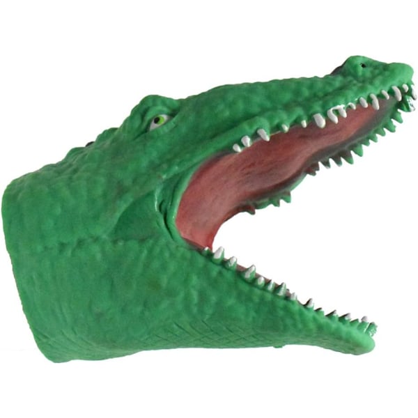 Blød silikone alligator krokodille gummi hånddukke (mørkegrøn) Dark Green