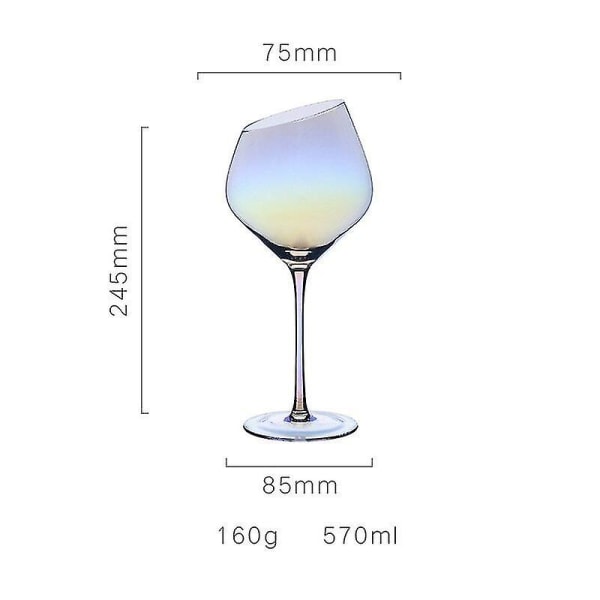 Creative Red Wine Champagne Cups Lyijytön lasi läpinäkyvä savunharmaa meripihka värikkäät lasit 185ml 440ml 570ml Colourful 570ml