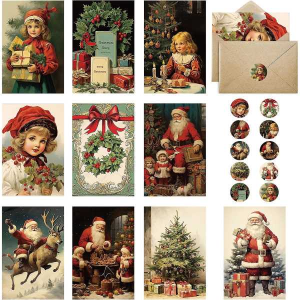 2024,julekort med konvoluttsett 20 stk nostalgiske julekortsett med julepostkort A6 julekort
