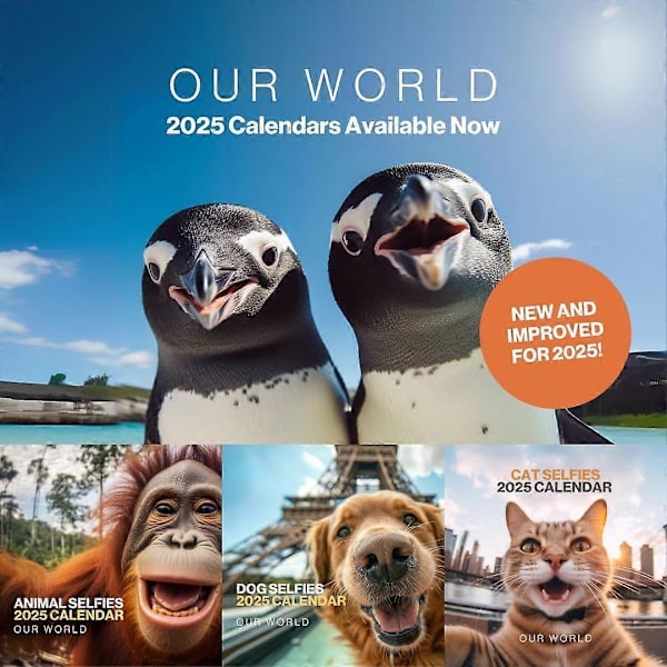 2025 Väggkalender - Hund-Selfies Hundkalender 2025 - Stor 12 Månader 2025 Väggkalender - Månad-för-Månad Rolig Kalender 2025 Tillverkad av Our World - Jul 1pcs