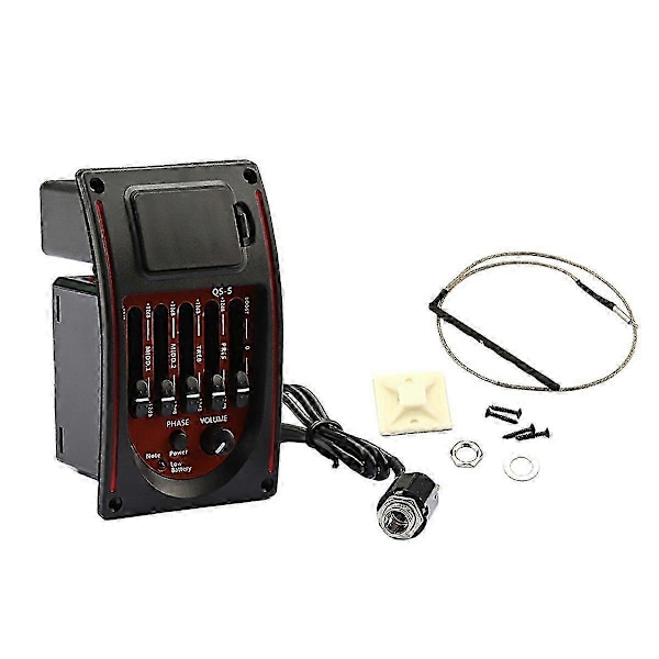Gitar Pickup Tonekontroller Eq Equalizer Tuner Piezo Pickup Akustisk Gitar Ferdigkablet Preamp Gitardeler Tilbehør 27.5*26*3.5cm
