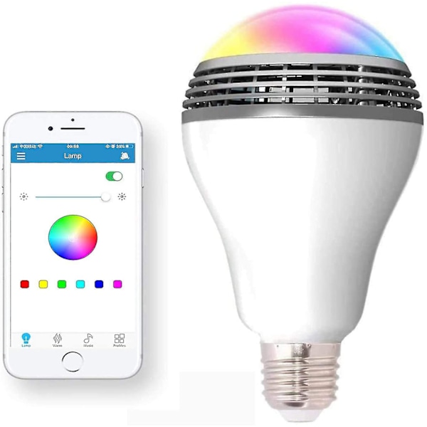 Bluetooth-ljuskällor med högtalare, trådlös E27 smart LED-lampa med RGB-färgväxling / musikspelare / smartphone-appstyrd