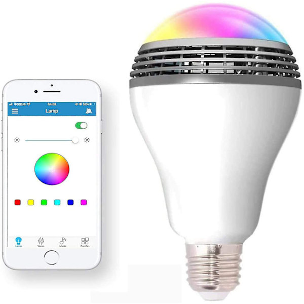 Bluetooth Lyspære Højttaler, Trådløs E27 Smart LED Lyspære Lampe Belysning Med RGB Farveskift / Musik Afspiller / Smartphone App Styret