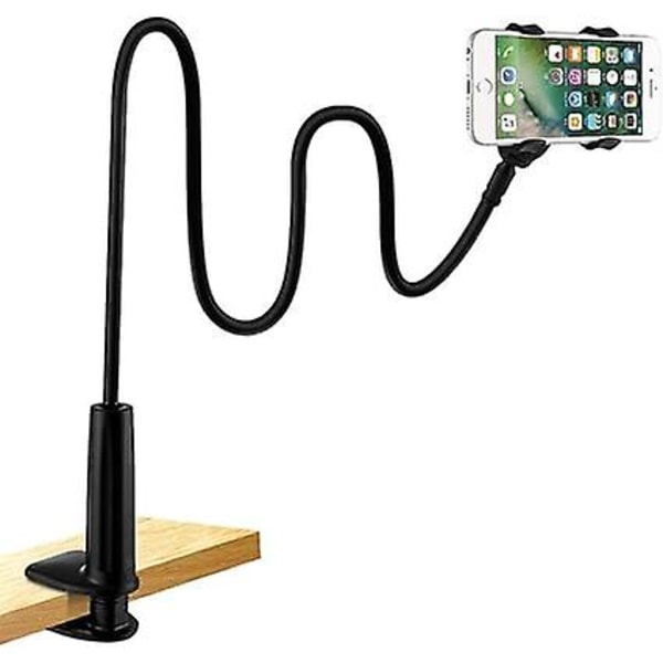 80 cm, svart, mobiltelefonholder, mobiltelefonholder med fleksibel svanehals lang arm, 360° rotasjon justerbar for iPhone Samsung Huawei