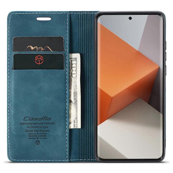 Plånboksfodral i Läder med Ställ för Xiaomi Redmi Note 13 Pro+ 5G Blue