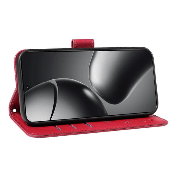 För Xiaomi 14T Läderfodral Plånbok Telefonfodral Maskros Tryck Red