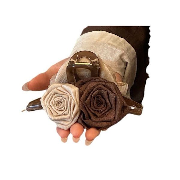 Blomsterklokkeklemmer for kvinner Rose Flower Hair Clips for Hair Barrettes Estetisk Hawaiian Beach Hair Flower Dress Up Hair Accessories 2-pakning