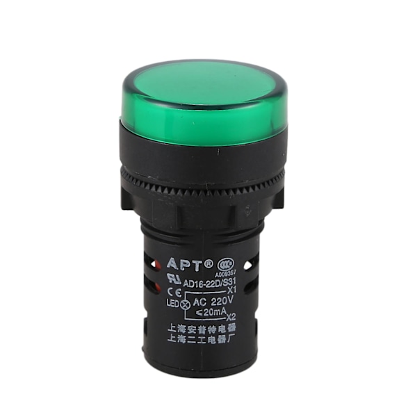 Sourcingmap 2 stk Ac220v Grøn Led Power Indikator Pilot Signal Lys Lampe 22mm Dia