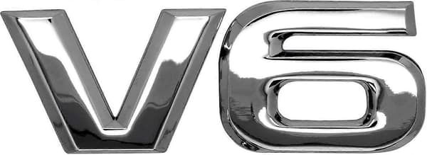 V6 Krom Metall Emblem med 3D-Logo for Bil