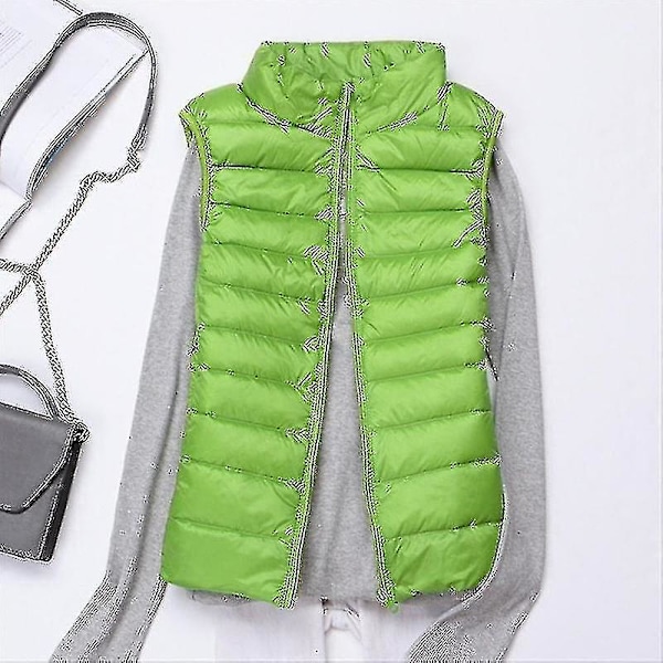 Ærmeløs vinterbukser til kvinder - let quiltet pufferdunvest for varme Green XXL