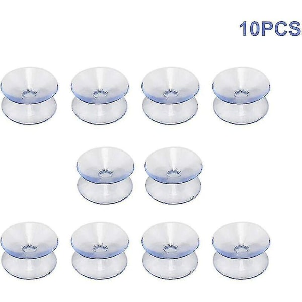 Dobbeltsidede sugekopper kompatible med glasbordplader, 10 pakke krogløse sugekopper til multifunktionelt dobbeltsidet skridsikkert glasspejl (20 mm)