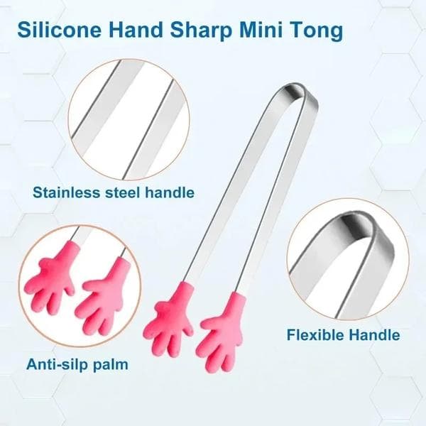 5 st Mini Tänger, Handformade Silikonmattänger, 12,7 cm Barntänger för Sockerbitar Kökstänger Perfekt för Barn