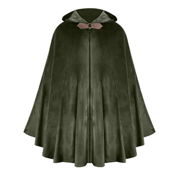 Halloween Kappe med Hætte - Shawl-Stil Design - Kappe med Spænde - Ensfarvet - Middelalderlig Stil - Lang Robe PearlGreen One Size