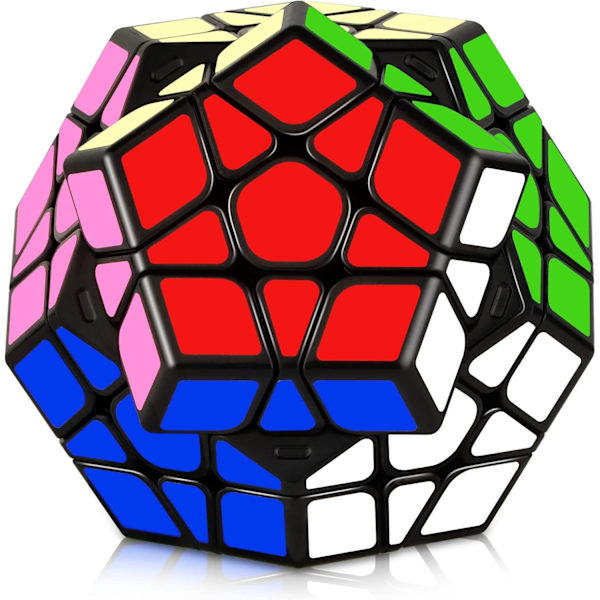 Megaminx-kuutio, Dodecahedron Speed Cube 3x3 Dodecahedron Cube Puzzle Cube Magic Speed Cube, Super Durable and Easy Turning (Mustat Tarrat) Black Stickers