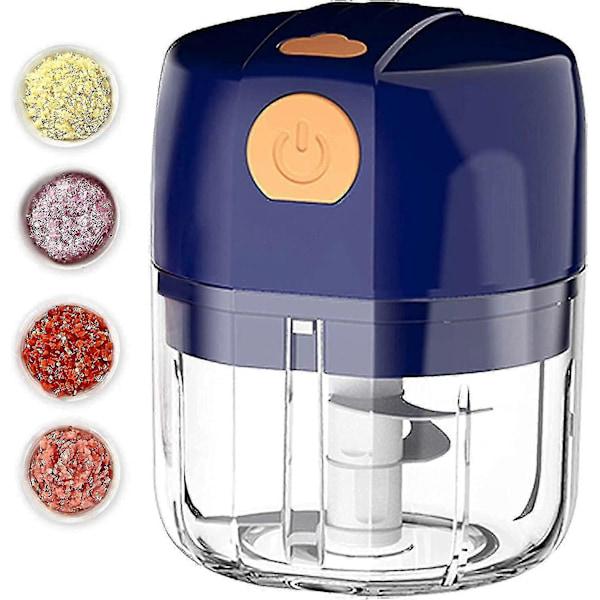 2024 Mini Matberedare - 250ml Sladdlös Elektrisk Mini Vitlökshackare Med 3 Vassa Blad Matmixer, USB Laddning Liten Matberedare Kvarn För Frukt