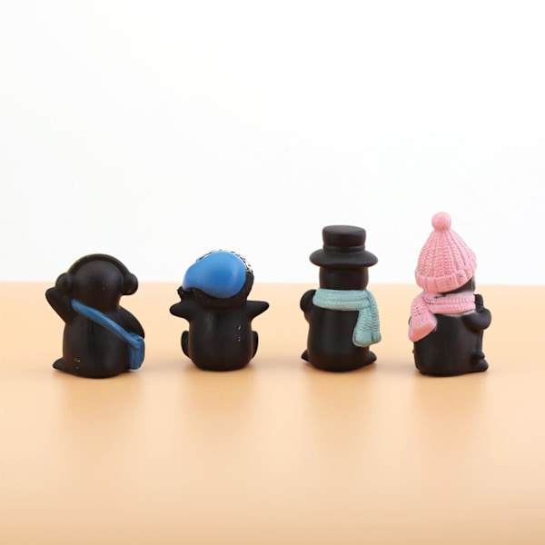 4 st Penguins Dekoration Söta Figurer Samlarobjekt PVC Dockmodell Bakning Dekoration för Tårta 4pcs