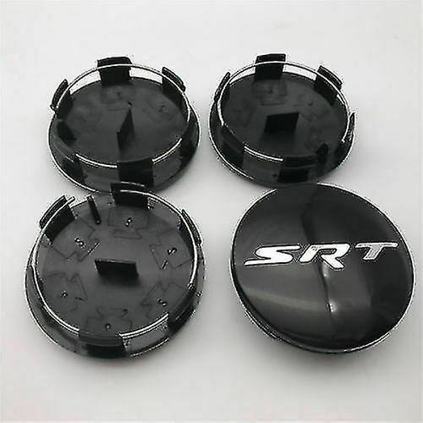 4 stk Srt hjulnav centerkapsler 2,5" til Dodage Challenger oplader sort og sølv