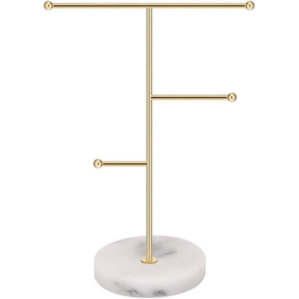 Smykkevisningsstativ Halskjedeholder T-stang Metallbelagt bordplate Smykkeoppbevaringstårn for opphenging