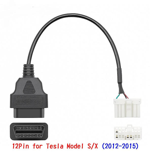 12-nastainen Obd2-sovittimen urospuolinen liitinkaapeli vuosille 2012-2015 Tesla Model S/x Obdii diagnostiikkajohtosarjan elektroninen kaapeli