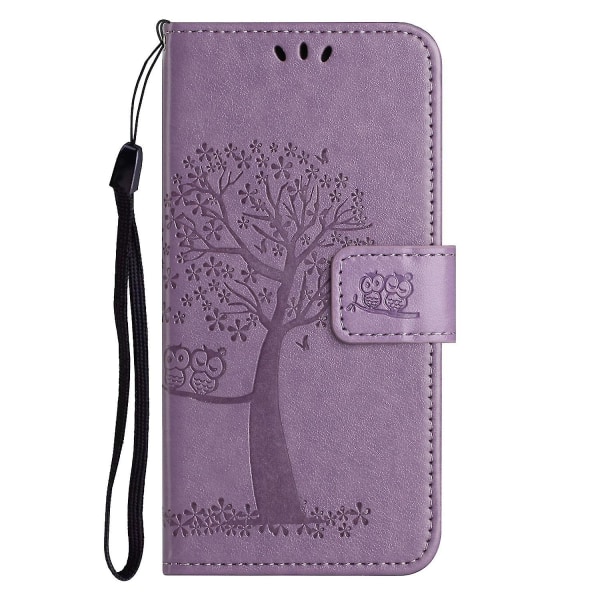 For Honor X6a 4g Owl Tree painettu Pu-nahkainen case Täysin suojattu puhelimen cover Purple
