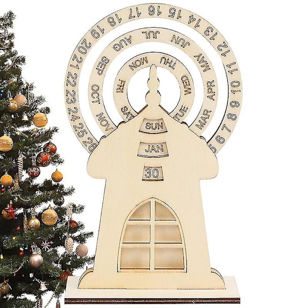 Træ Julekalender Pariserhjul Form Skrivebords Ornament Drejeskive Bedste Julegaver Til Teenagere Voksne Kvinder Natal