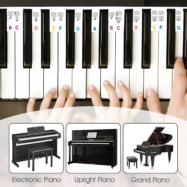 61 Keys Silikonipianokoskettimistotarra, irrotettavat pianotarrat koskettimille Colour 61