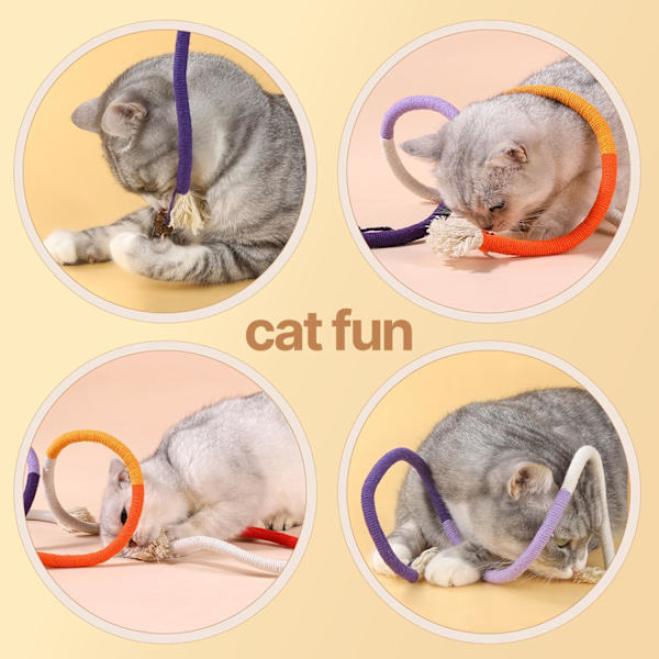 Katt Catnip Ormleksaker för Inomhuskatter, Ormleksak 2-pack för Kattungelekar och Tandrengöring, Interaktiv Färgglad Simulering Leksak Rope