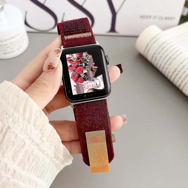 Lämplig för Apple Watch S7applewatchs8 Nylon Ultra Canvas 49mm45mm Wild Diameter Band 41m Wine 42 44 45 49mm