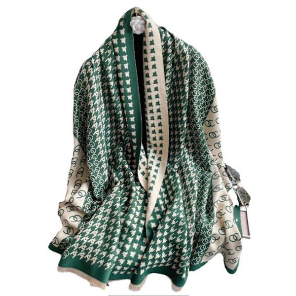 Houndstooth Pashmina Tørklæde Lang Jacquard Sjal Mode Fortykke Varm Wrap Til Dame