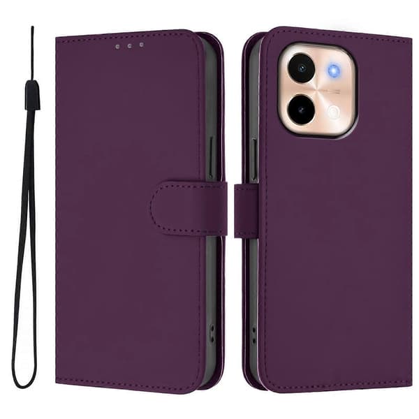 Solid Farge PU-deksel for vivo Y28 4G Violet