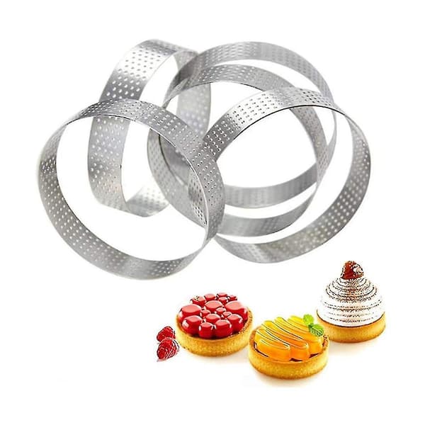 Perforert tertering, 25 stk 5 cm perforert kakemoussering, DIY runde terteringer for baking av dessert