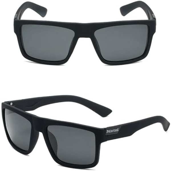 Herr Mode Nya Polariserade Solglasögon Utomhus Skuggning Fyrkantiga Retro Glasögon Passar Alla Black/Grey
