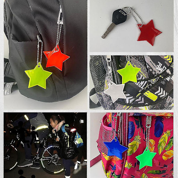 10x/sæt Creative Reflectors nøgleringe Reflekterende Stars Safe Reflector nøgleringe Silver