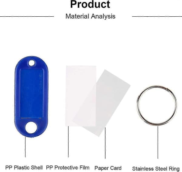 70 stk. nøglemærker med ring, 7 farver, plastik nøglemærker, farvede nøglemærker