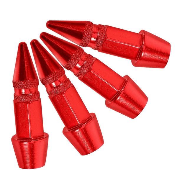 Røde piggete ventilhette 4 stk. ventilhetter i rustfritt stål for bildekkdekorasjon Red 4.50X1.00X1.00CM
