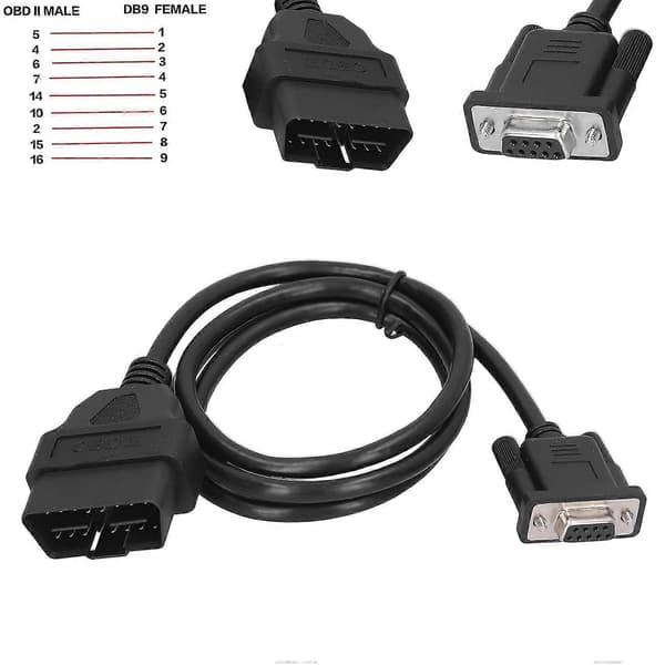 EVGATSAUTO 16-bens ABS automatisk diagnostisk kabel 16-bens OBD2 til RS232 DB9 bil diagnostisk interface adapter forlængerkabelstik