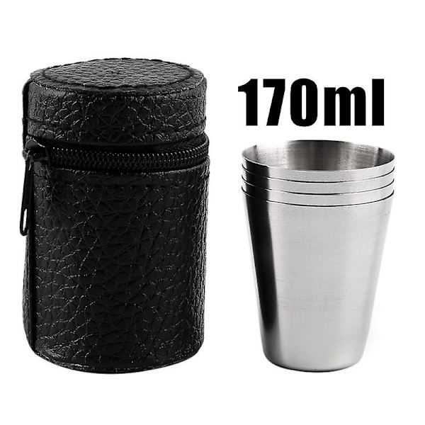 4/2stk sett 30/70/180/320ml utendørs rustfritt stål kopper shots sett mini glass for Set 1-170ml