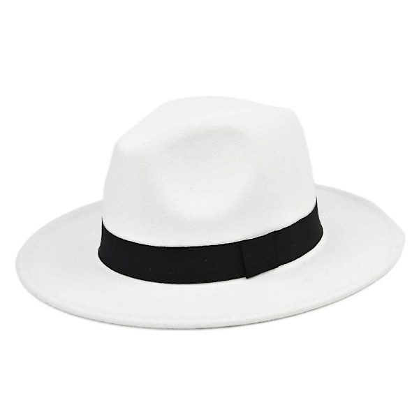 Uusi villahattu Jazz-hattu Retro Musta Villa Jazz-hattu Litteä reuna Iso reuna Hattu