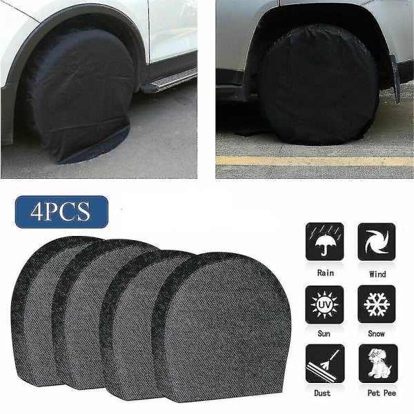 4-pack vattentätt cover Reservdäck Hjul Rv Trailer Camper Anti-korrosions däckskydd Black S