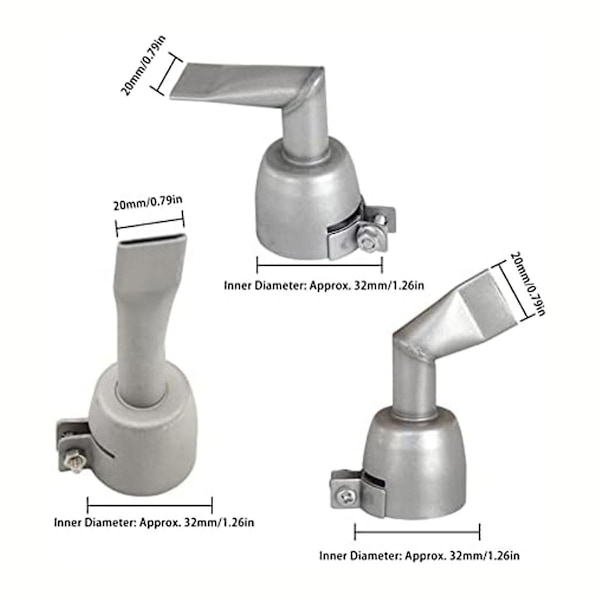 Set 20mm litteä hitsaussuuttimen kärki Leveän suuputken hitsaussuuttimen vaihto PVC Pla Silver