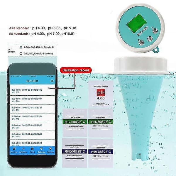 6 i 1 Vattenkvalitetsdetektor PH EC TDS ORP Temperatur Klor APP Blå