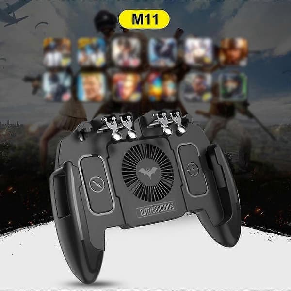 For PUBG Mobile Joystick Controller L1R1 Trigger Gamepad for iOS Android Six 6 Finger Elements Mobile Gamepad Cooling Fan