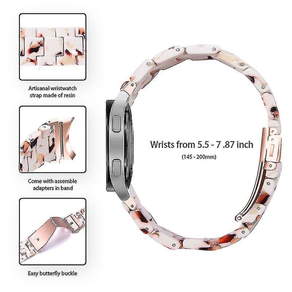 Til Samsung Galaxy Watch 5 40 mm / 44 mm / Watch 5 Pro 45 mm Resin urbånd i rustfrit stål med spændearmbånd Nougat Pattern