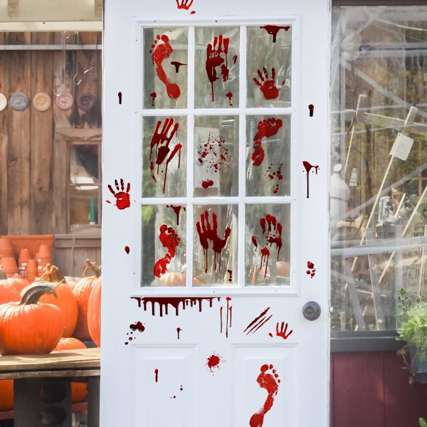 Halloween Veriset kädenjälki jalanjälki Ikkunat pegatinas Seinät pegatinas Halloween juhlat Koristeet Sisällä Ulkona Koriste Tule