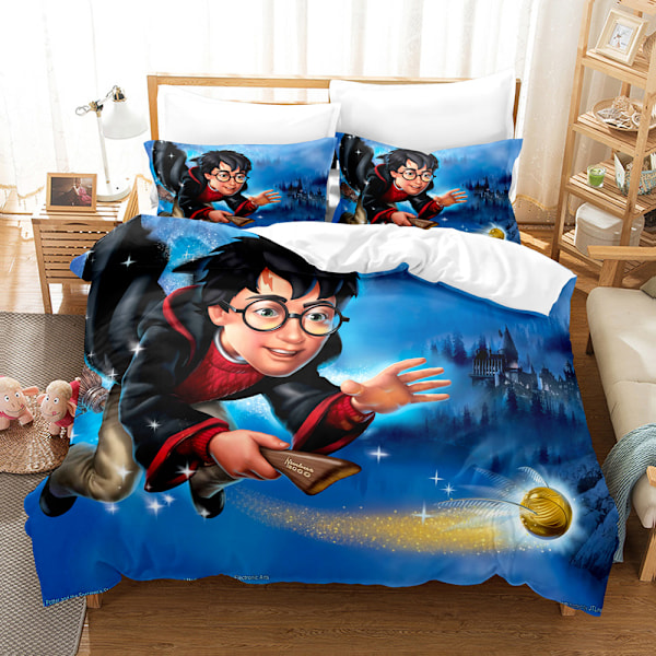 Harry Potter Sengetøjssæt med Print Dynebetræk Quilt Betræk Pudebetræk Børnegave 16 220*240