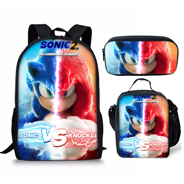 Sonic skolryggsäck för barn, matlåda, pennfodral set om tre - spotförsäljning 16
