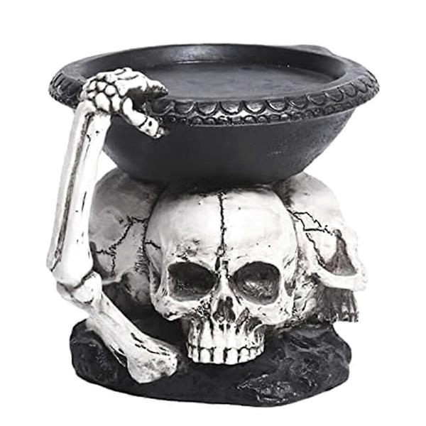Kallo Kynttilänjalka Luuranko Kynttilänjalka Pidike Hartsi Kynttilänjalka Käsityöt Juhliin Halloweeniin Jouluun BlackWhite